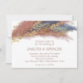 Invitation Pampas Grass | Terracotta Paprika Fleur sauvage bl (Devant)