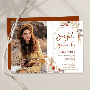 Invitation Pampas Grass Terracotta Photo Bridal Brunch