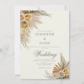 Invitation Pampas Grass Terracotta Rose Floral Mariage (Devant)
