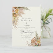 Invitation Pampas Grass Terracotta Rose Floral Mariage (Debout devant)