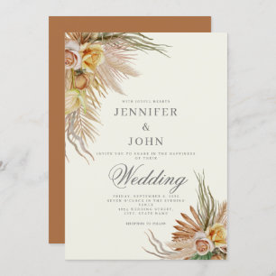 Invitation Pampas Grass Terracotta Rose Floral Mariage 