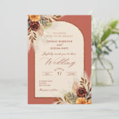 Invitation Pampas Grass Terracotta Rust Arch Mariage (Debout devant)
