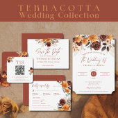 Invitation Pampas Grass Terracotta Rust Fall QR Code Mariage