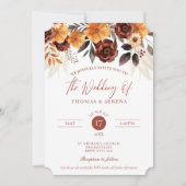 Invitation Pampas Grass Terracotta Rust Fall QR Code Mariage (Devant)