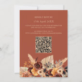 Invitation Pampas Grass Terracotta Rustic QR Code Mariage (Dos)