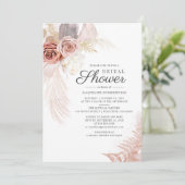 Invitation Pampas Grass Terracotta Tan Floral Fête des mariée (Debout devant)