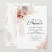 Invitation Pampas Grass Terracotta Tan Floral Fête des mariée (Devant / Derrière)