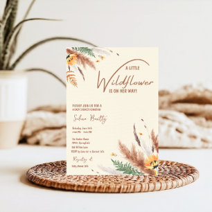Invitation Pampas Grass Un Petit Fleur sauvage Baby Girl Douc