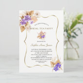 Invitation Pampas Grass violet orchidée Gold Bride Tea Party (Debout devant)