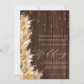 Invitation Pampas Grass Wood Twinkles lumières Boho Mariage (Devant)