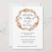 Invitation Pampas Grass Wreath Boho Tropical Rose Gold Floral (Devant)