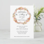Invitation Pampas Grass Wreath Boho Tropical Rose Gold Floral (Debout devant)