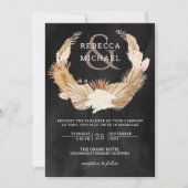 Invitation Pampas Grass Wreath séché Palm Mariage noir (Devant)