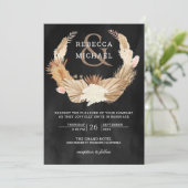 Invitation Pampas Grass Wreath séché Palm Mariage noir (Debout devant)