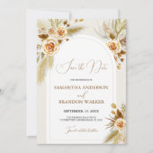Invitation Pampas herbe aquarelle boho Enregistrer la date (Devant)