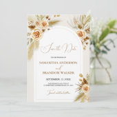 Invitation Pampas herbe aquarelle boho Enregistrer la date (Debout devant)