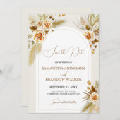 Invitation Pampas herbe aquarelle boho Enregistrer la date (Devant / Derrière)