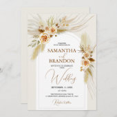 Invitation Pampas herbe aquarelle boho mariage (Devant / Derrière)