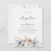 Invitation pampas herbe bleu poussiéreux fleurs baptême (Devant)