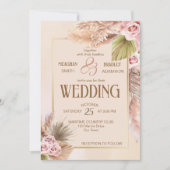 Invitation Pampas herbe boho fleurs mariage de automne (Devant)