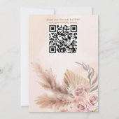 Invitation Pampas herbe boho fleurs mariage de automne (Dos)