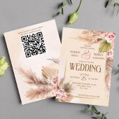 Invitation Pampas herbe boho fleurs mariage de automne