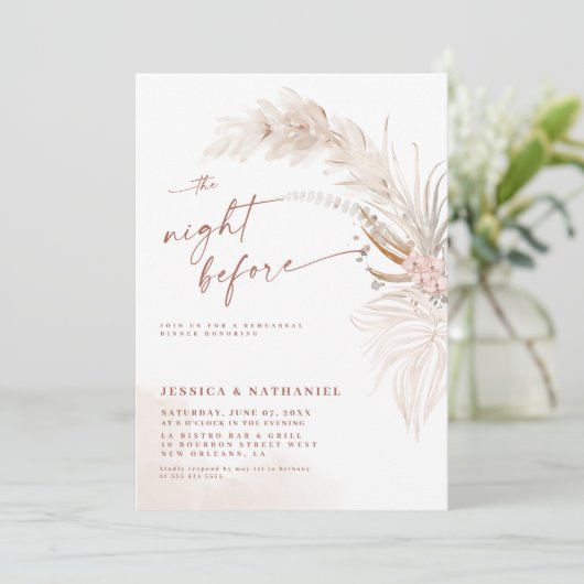 Invitation Pampas Herbe Boho Floral La Nuit Avant (Debout devant)