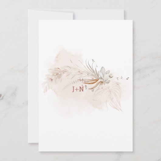 Invitation Pampas Herbe Boho Floral La Nuit Avant (Dos)