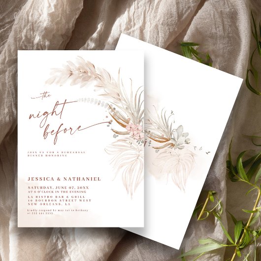 Invitation Pampas Herbe Boho Floral La Nuit Avant