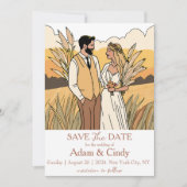 Invitation pampas herbe boho sauver les dates (Devant)
