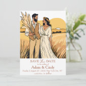 Invitation pampas herbe boho sauver les dates (Debout devant)