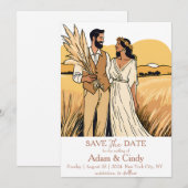 Invitation pampas herbe boho sauver les dates (Devant / Derrière)