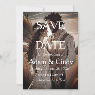 Invitation pampas herbe boho sauver les dates