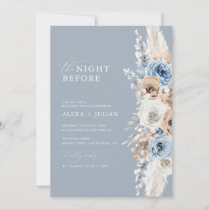 Invitation pampas herbe et dîner de répétition bleu poussiére