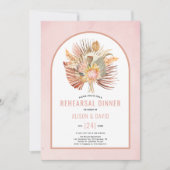 Invitation Pampas herbe et paume doux rose de répétition dîne (Devant)
