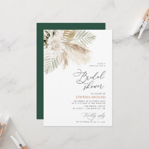 Invitation pampas herbe et verdure douche nuptiale
