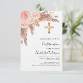 Invitation Pampas herbe rose or rose luxe confirmation (Debout devant)