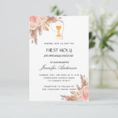 Invitation Pampas herbe rose rougir première communion sainte (Debout devant)