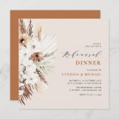 Invitation pampas herbe terre cuite boho dîner de répétition (Devant / Derrière)