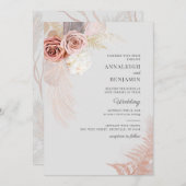 Invitation Pampas Mariage d'aquarelle de palmiers séchés de l (Devant / Derrière)