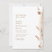 Invitation Pampas Moderne Avec Mariage Texte Or (Devant)