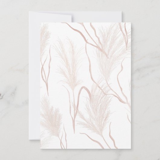 Invitation Pampas moderne Grass Script Mariage Palmiers séché (Dos)