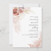 Invitation Pampas moderne Grass Script Mariage Palmiers séché (Devant)