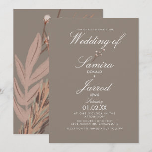 Invitation Pampas moderne Plante de coton Mariage de terre