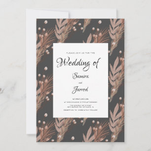 Invitation Pampas Motif Mariage botanique tiré à la main