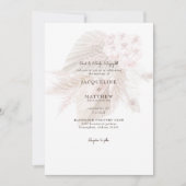 Invitation Pampas Muet Rose Floral Bride Parents Mariage (Devant)