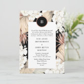 Invitation Pampas noir et Mariage Rose Gold Foil (Debout devant)