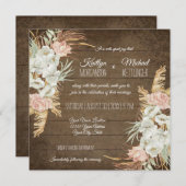Invitation Pampas Palm Folid Orchid Floral Rustique Mariage (Devant / Derrière)