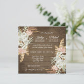 Invitation Pampas Palm Folid Orchid Floral Rustique Mariage (Debout devant)