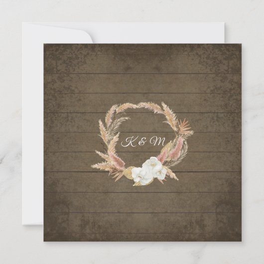 Invitation Pampas Palm Folid Orchid Floral Rustique Mariage (Dos)